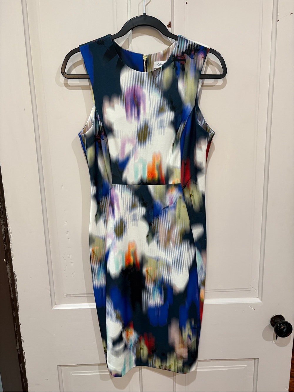 Calvin Klein Navy & Multicolor Floral Sheath Dress